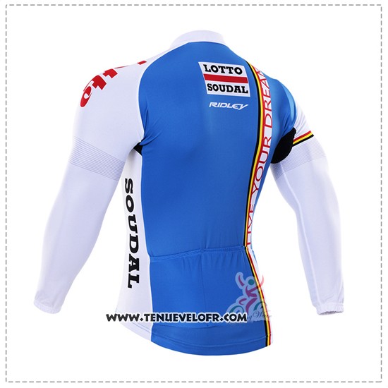 2016 Maillot Ciclismo Lotto Fix All Blanc et Bleu Manches Longues et Cuissard